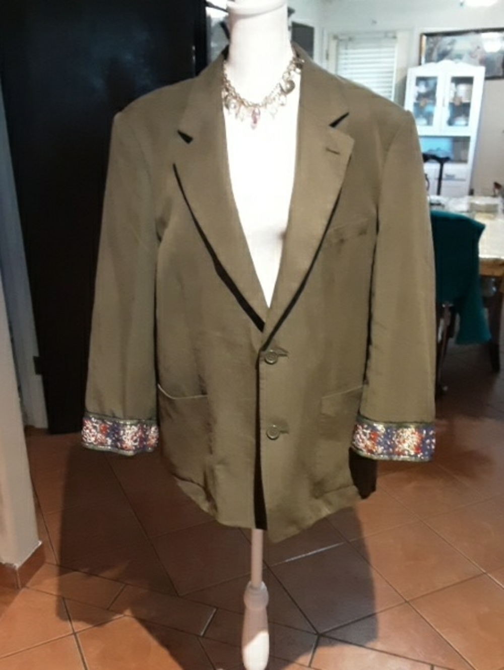 Olive Green Wumen's Blazer - Classic Two-Button Jacket